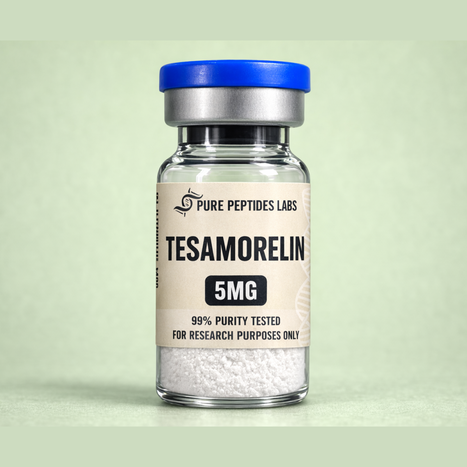 Tesamorelin 5mg research-grade GHRH analogue peptide vial